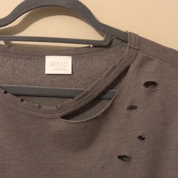 NWOT Distressed Gray Crewneck Sweatshirt - Picture 4 of 5